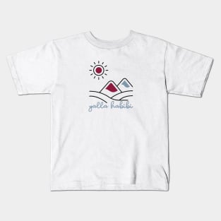 yalla habibi - mountain, sun landscape - maroon red and blue Kids T-Shirt